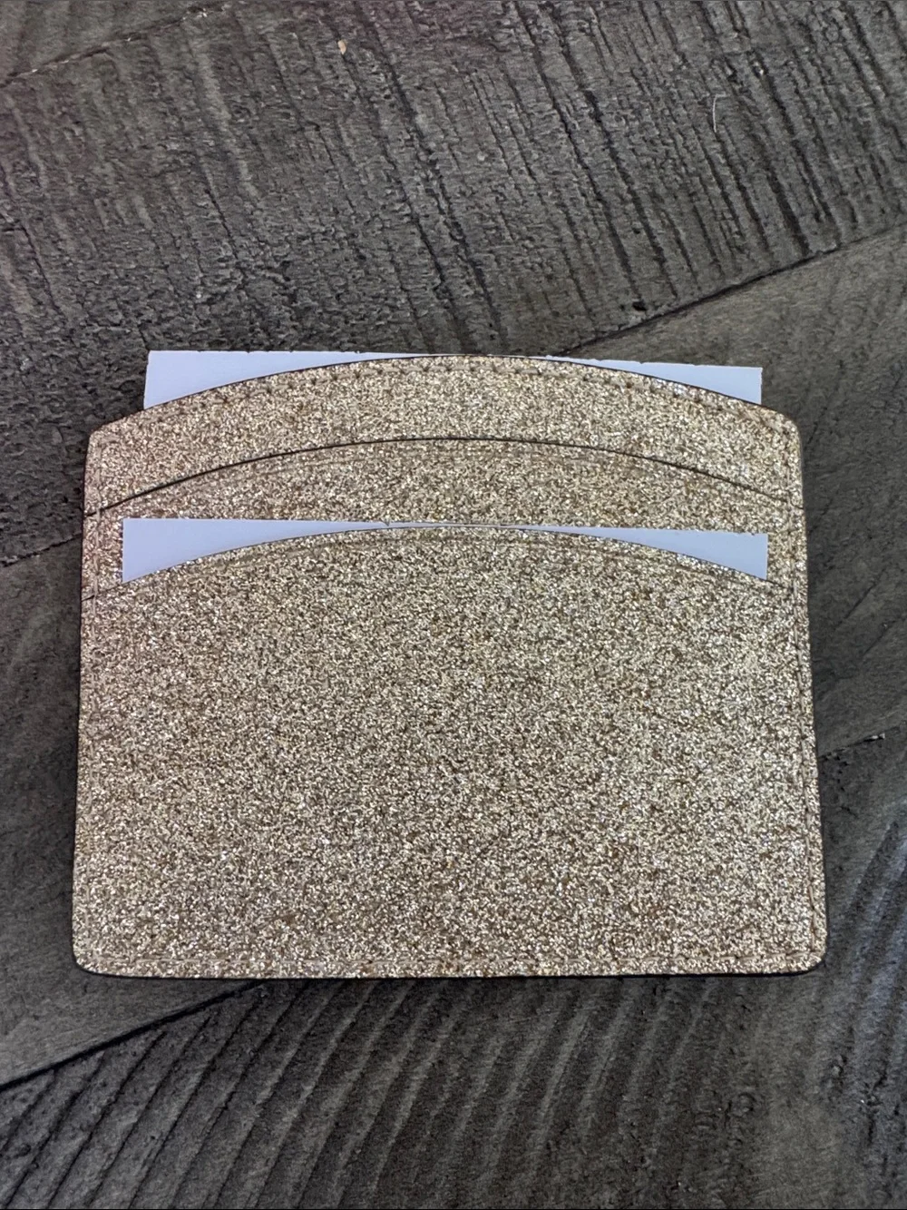 kate spade Gold Glitter Cardholder with Pink Box